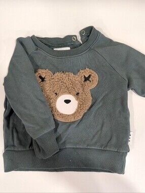Green Baby/Toddler Bear Applique Sweatshirt Hux Baby 12-18m